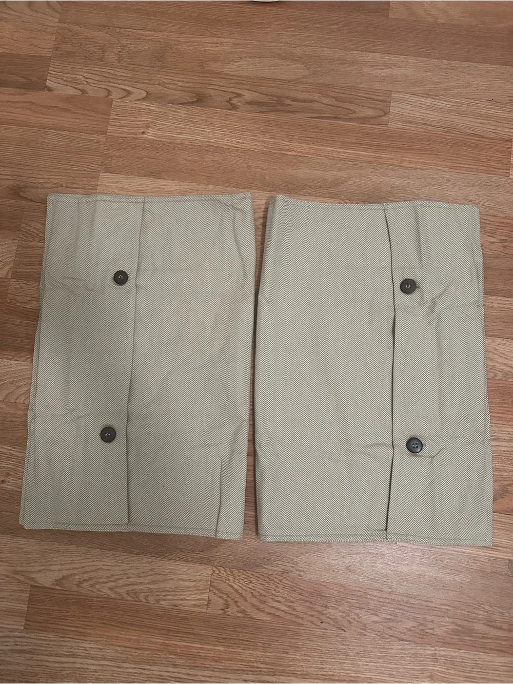 Nate Berkus standard two pillow sham. Beige/tan herringbone pattern.